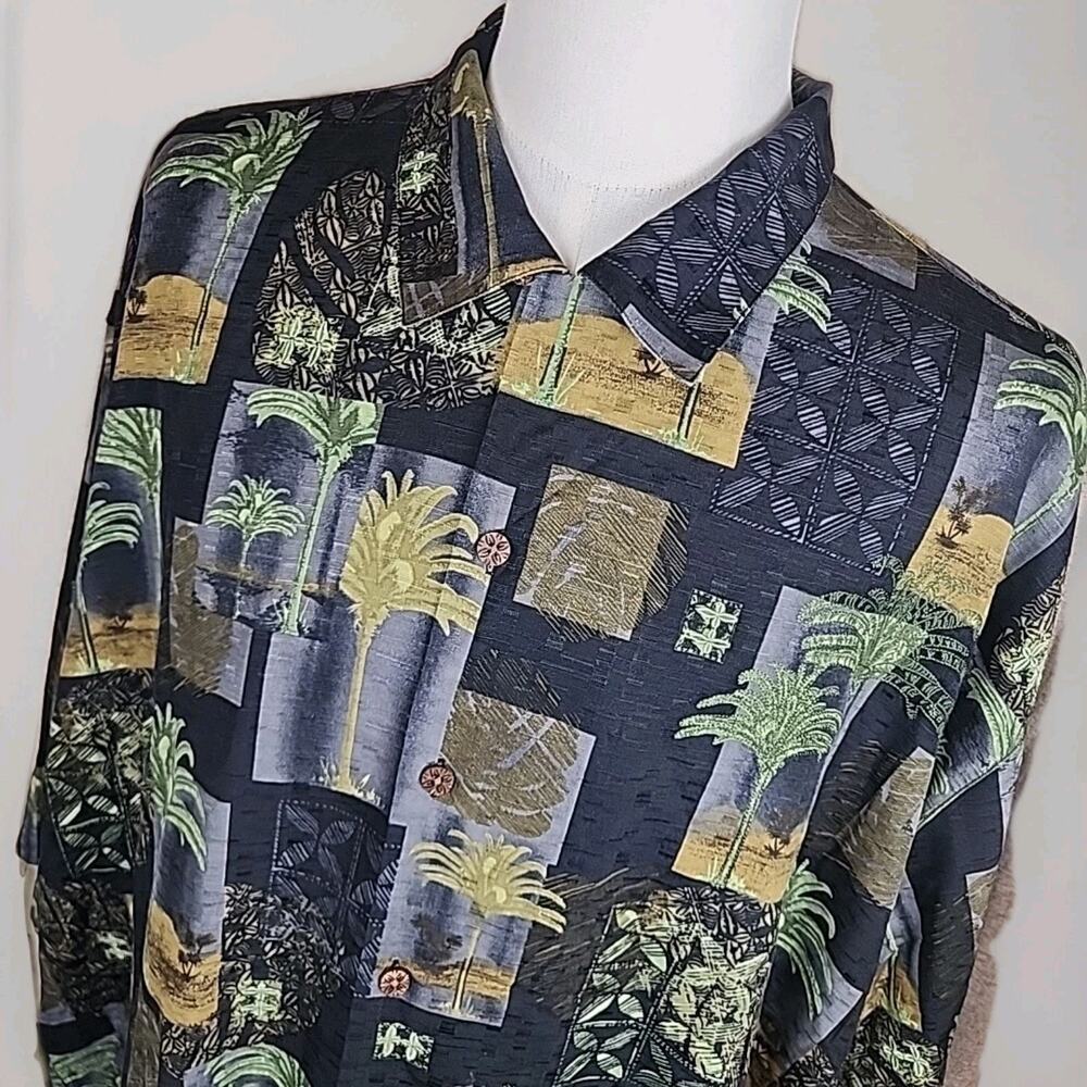 TOMMY BAHAMA Men's 100% Silk Tropical Palm Tree Hawaiian Short Sleeve Shirt 4XB